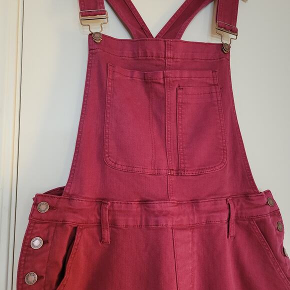 Judy Blue PLUS High Waist Garment Dyed Boyfriend Double Cuff Overalls Maroon☆2XL - Picture 6 of 16